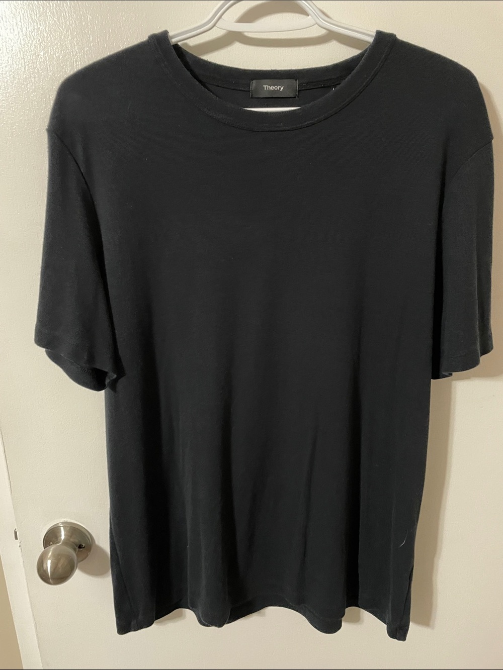 Theory Black Short-Sleeve Crew Neck Tee Size Large